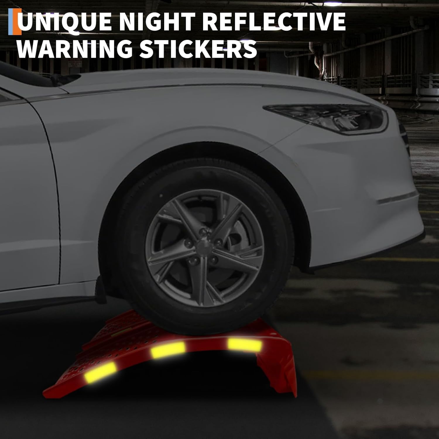 Red Car Ramp Rugerasy 2 Pack Car Ramps,Portable Truck Service Ramps with Reflective ...