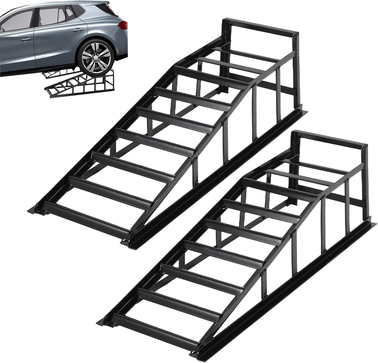 Rugerasy 2 Pcs Heavy Duty Hydraulic Car Ramps-High Lift Drive Up Car ...