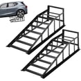 thumbnail image 1 of Rugerasy 2 Pcs Heavy Duty Hydraulic Car Ramps-High Lift Drive Up Car Lift Ramps with Jack,Perfect for Low Cars,Home Garage Oil Changes & Vehicle Maintenance,Black, 1 of 8
