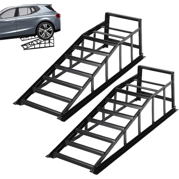 Rugerasy 2 Pcs Heavy Duty Hydraulic Car Ramps-High Lift Drive Up Car Lift Ramps with Jack,Perfect for Low Cars,Home Garage Oil Changes & Vehicle Maintenance,Black