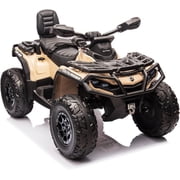 Rugerasy 24V 4WD 2-Seater Electric Ride-On ATV with Leather Seats, Brown
