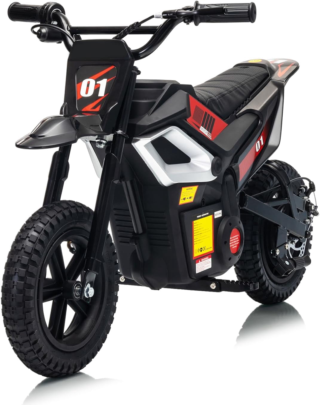 Rugerasy 24V Electric Dirt Bike,Ride on Motorcycle with Rear Wheel Suspension,12 Miles Range,Twist Grip Throttle,Rubber Tire,Birthday & Xmas Gifts,Black