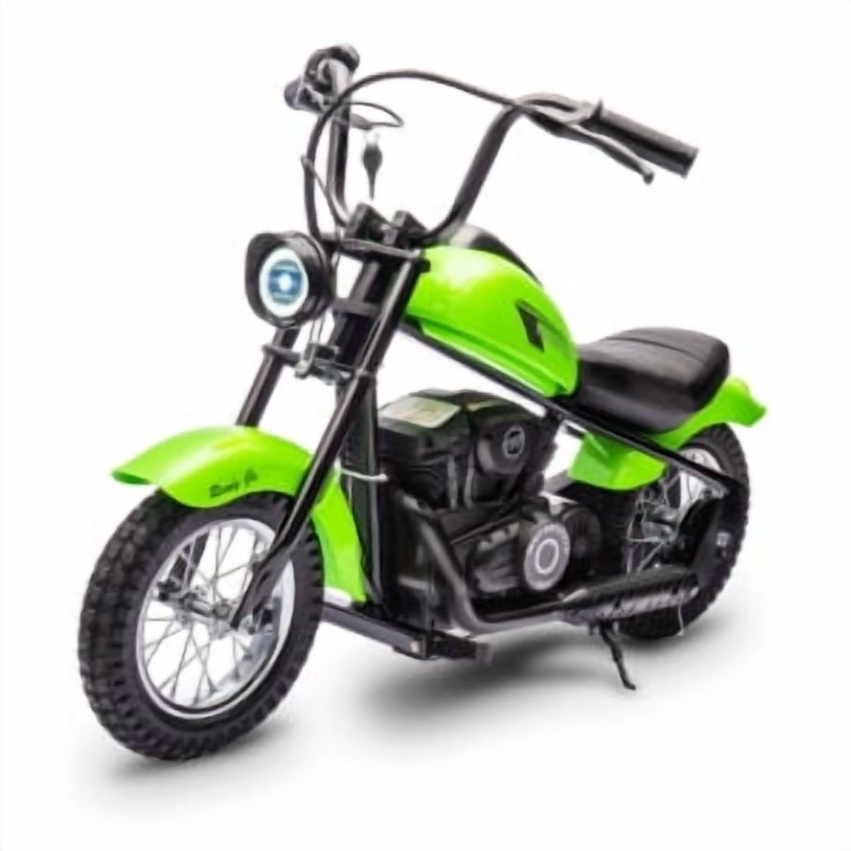 Rugerasy 24V Electric Motorcycle, 250W Electric Dirt Bike w/LED Light, Leather Seat- Two Speed Max Up to 14MPH & 60 Minutes Continuous Motorbike,Green