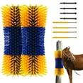 thumbnail image 1 of Rugerasy 2Pcs Scratching Brush,Horse Brushes for Grooming,Itch Relief Horse Scratcher Brushes Kit,Animal Back Scratching Itch Relief Improve Blood Circulation for Cow Horse Goat,Blue and Yellow, 1 of 5