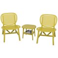 thumbnail image 1 of Rugerasy 3 Pieces Retro Patio Table Chair Set, All-Weather Conversation Bistro Set, Hollow Design Widened Seat Lounge Chairs Coffee Table With Open Shelf For Outdoor Balcony Yard, 1 of 9