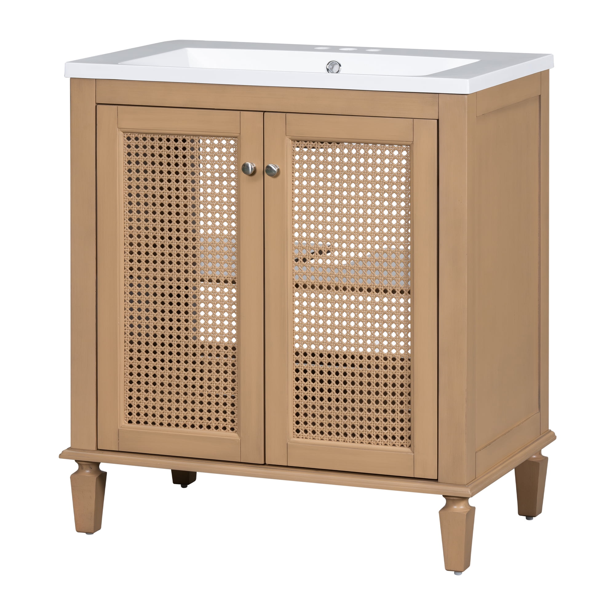 Rugerasy 30" Bathroom Vanity With Sink, Solid Wood locker With Resin Sink, Free Standing Storage locker With Height Adjustable Shelf, Hidden Drawer
