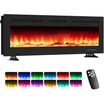 Rugerasy 30 Inch Recessed Wall-Mounted Electric Fireplace, Touchscreen, Black