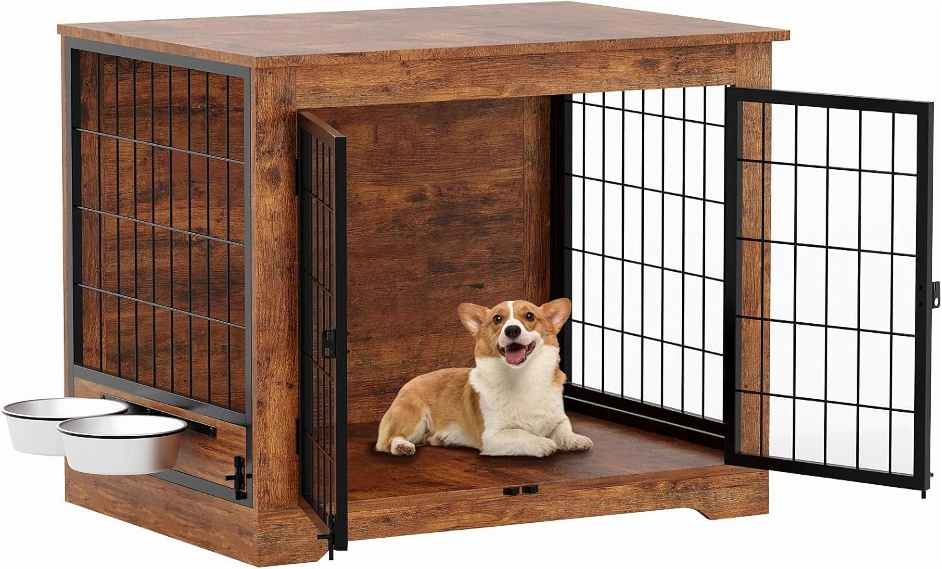 Curated visual reference: Picture Idea: Rugerasy 32Inch Dog Crate Furniture For Large Dogs Indoor Wooden