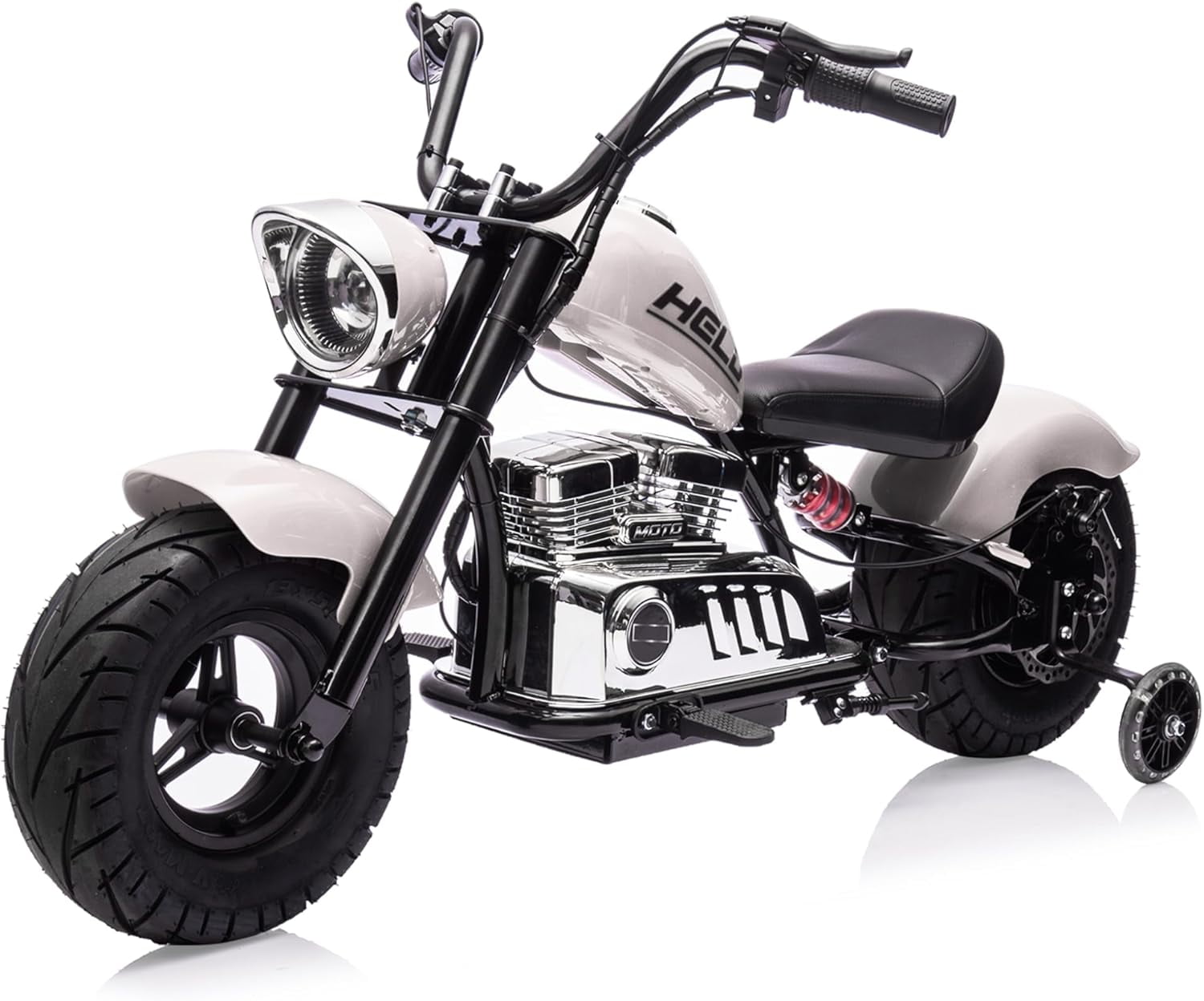 Rugerasy 36V 350W Ride On Off-Road Motorcycle,Electric Dirt Bike for Teens,Fast Speed 16.5mph with Music,Spring Suspension,Led Light,White