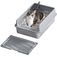 thumbnail image 1 of Rugerasy 38L Stainless Steel Cat Litter Box with Lid, Large for Big Cats, Gray, 1 of 6
