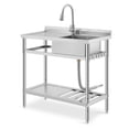 thumbnail image 1 of Rugerasy 39 x 20 x 39 Inch Free Standing Commercial Kitchen Sink,Single Bowl Stainless Steel Utility Sink with Faucet,Drainboard & Storage Shelves,Right Bowl, 1 of 7