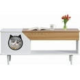 thumbnail image 1 of Rugerasy 45inch Coffee Table Cat Living Room Tables with Storage Drawer,Wooden Rustic Coffee Table with Cat House,Hidden Kitty Litter Box Furniture,Wood, 1 of 8