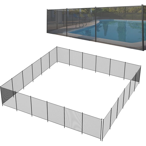 Rugerasy 4X72 FT Pool Fence,Removable Safety Fencing for Inground Swimming Pools,Heavy-Duty 340Gms Teslin Mesh,Easy DIY Installation for Child & Pet Safety,Black