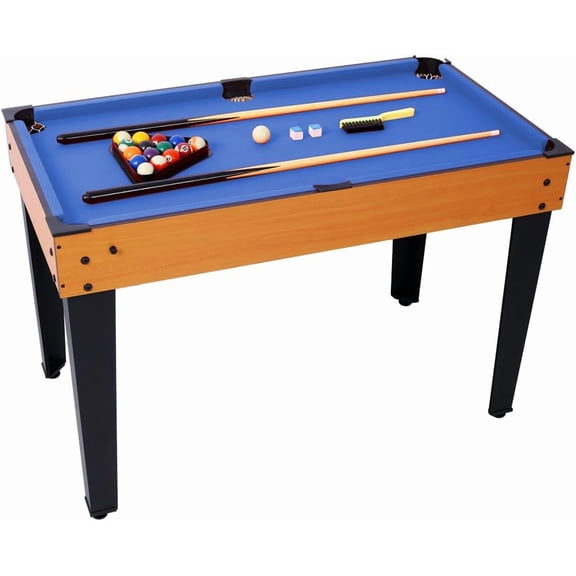 Rugerasy 5 in 1 Multi-Game Table,Combo Game Table with Billiards,Push Hockey,Foosball,Ping Pong,Basketball for Adults,Portable Multi Game Combination Table Set for Home,Game Room,Brown /blue