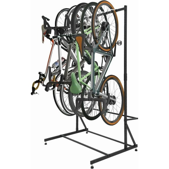 Rugerasy 5 Bike Storage Rack, Freestanding Adjustable for Garage