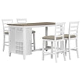 thumbnail image 1 of Rugerasy 5-Piece Dining Table Set, Dining Set For 4 With 4 Chairs, 9 Bar Wine Compartment, Wineglass Holders, Wooden Table Rustic Chairs Set For Dining Room, Kitchen, 1 of 9