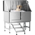 thumbnail image 1 of Rugerasy 50 inch Stainless Steel Dog Bathing Station, Dog Grooming Tub, with Stairs, Floor Grate & Faucet for Dog Bathtub for Large, Medium & Small Pets, 1 of 7
