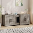 thumbnail image 1 of Rugerasy 55Inch Cat Litter Box Enclosure for 2 Cats,Furniture with Double Room,Hidden Double Litter Box Enclosure Furniture,Cabinet with Scratching Pad,Gray, 1 of 9