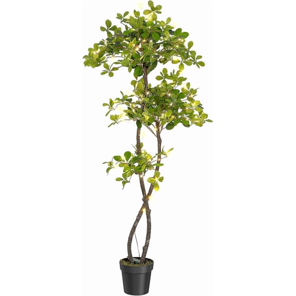 Rugerasy 5FT Artificial Olive Tree with 50 Lights, Faux Plant for Indoor Decor