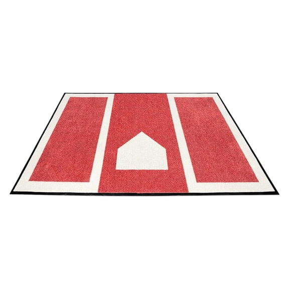 Rugerasy 6.5 x 4 ft Baseball Practice Mat,Softball Hitting Mat - Thickened Anti-Slip Batting Cage Mat for Stance Training,Red