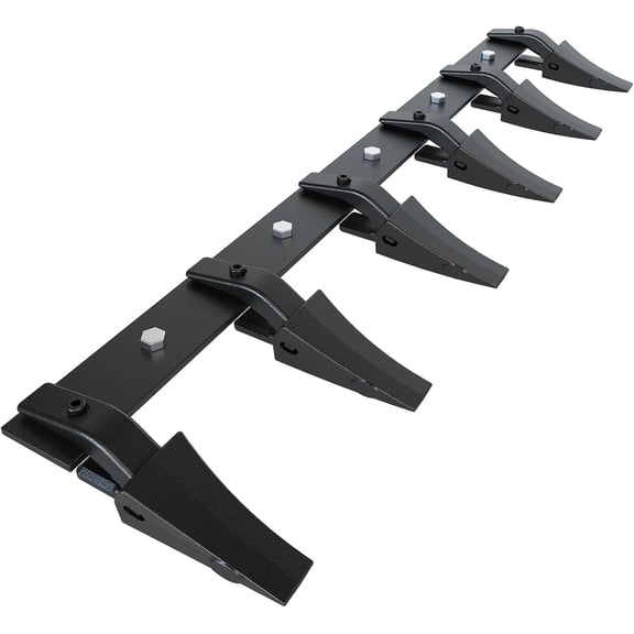 Rugerasy 60 Inch Heavy Duty Steel Bucket Tooth Bar for Sub-Compact Tractor Loader,Fits Cutting Edge 1/2 Inch or Less,No Drill Installation,Attachment for Construction and Farm Use,Black