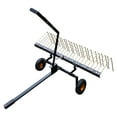 thumbnail image 1 of Rugerasy 60 Inch Landscape ATV Rake Tow Behind Steel with 12 Inch Pneumatic Tires and Lift Handle,for Pine, Straw, Leaves, 1 of 7