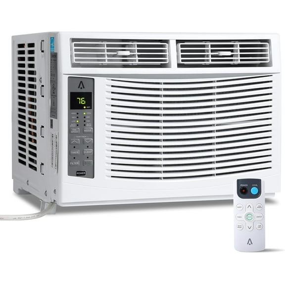 Rugerasy 6000 BTU Window Air Conditioner,Smart AC Unit with App Control,Quiet Operation,Sleep Mode,Easy Install Kit,Cools Rooms Up to 350 Sq ft,White