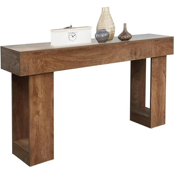 Rugerasy 63Inch Long Console Table for Entryway,Wood Rectangular Sofa Table Behind The Couch,Farmhouse Entryway Tables for Entrance,Hallway,Living Room,Foyer,Rustic Natural Color