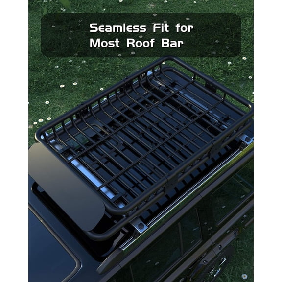 Rugerasy 64"x 39"x 6"Universal Roof Rack Basket,Heavy Duty Rooftop Cargo Basket,Luggage Holder Rack for SUVs,Trucks,Three-section