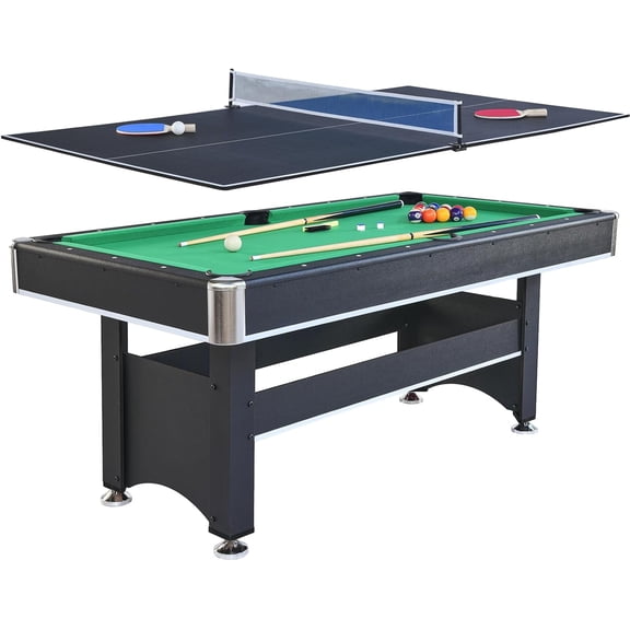 Rugerasy 6FT Multi Game Table Felt,Pool Table with Table Tennis Top,Pool Table Tennis for Party Supplies Family Gathering,Blackish Green