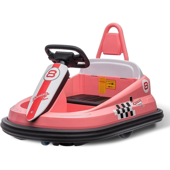 Rugerasy 6V Bumper Car, Electric Ride On with 360° Spin, Pink