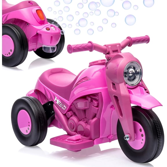 Rugerasy 6V Electric Bubble Car, Motorcycle with Bubble Function, Pink