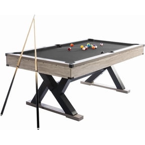 Rugerasy 7 Ft Pool Table,Heavy Duty Billiard Tables with Metal Support Frame,x-Shape Leg Design with 2 Cue Sticks,2 Chalks,Billiard Balls,Cleaning Brush All Complete Set,Black