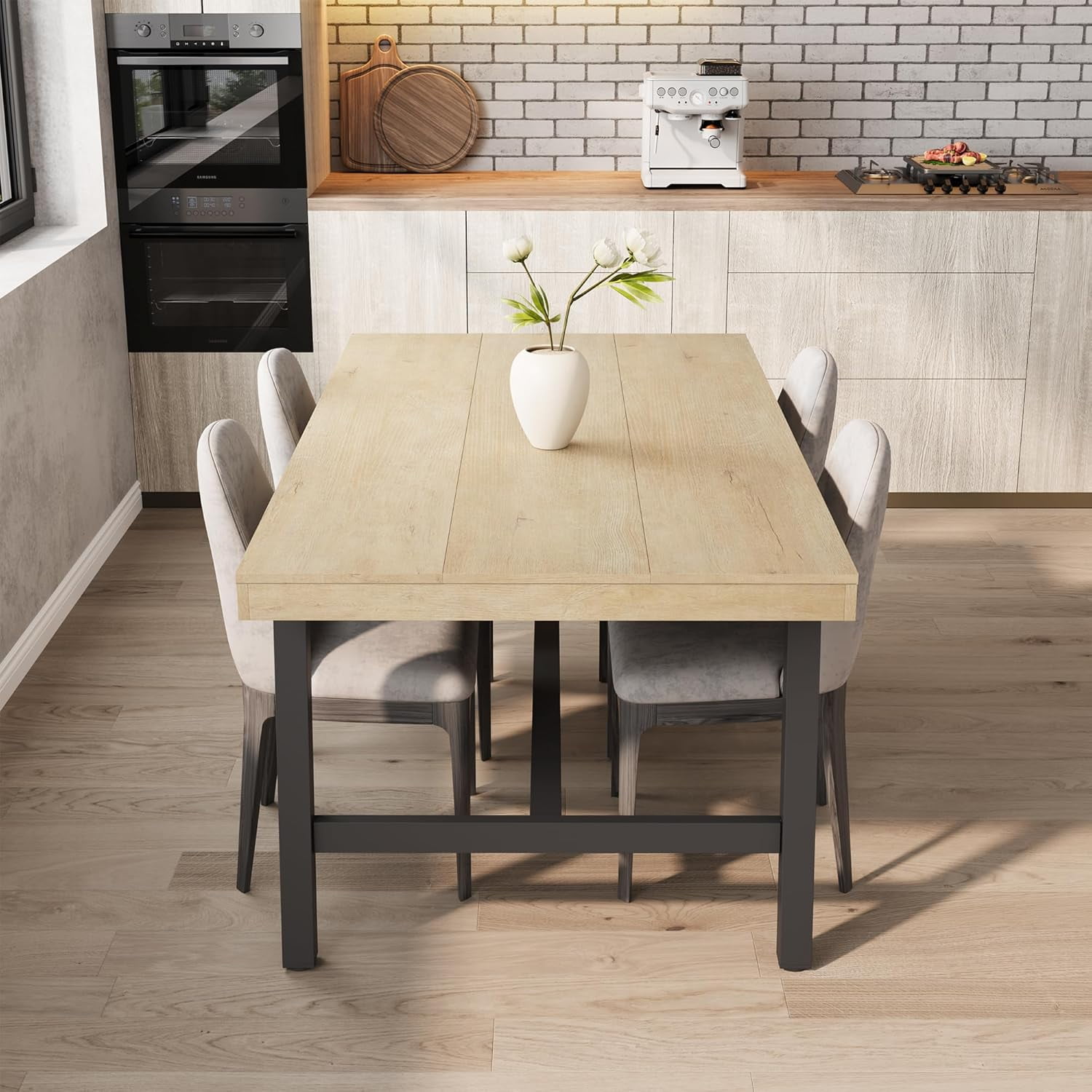 Rugerasy 71 Inch Large Long Dining Table for 6-10 People,Rustic Wood ...