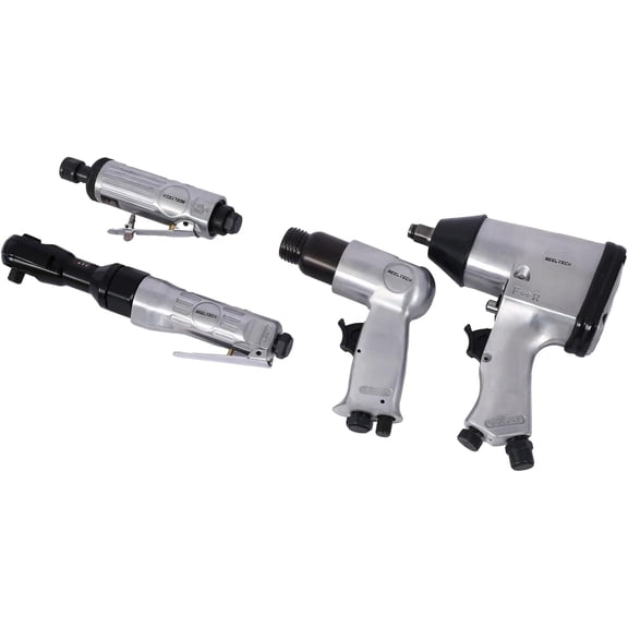 Rugerasy 71PC Air Tool and Accessories Kit with Storage Case,Includes Power Ratchet,Impact Wrench,Air Ratchet,Die Grinder,Air Hammer,Hose Fittings for Automotive Maintenance,Silver