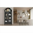 thumbnail image 1 of Rugerasy 73 inch Tall Metal Arched Cabinet,Freestanding Cabinet with Glass Door, 2 Adjustable Shelves,Modern Farmhouse Display Bookshelf, for Home,Black, 1 of 8