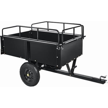 Rugerasy 750Lbs Heavy-Duty Steel Dump Garden Trailer, Multi-Purpose, Black