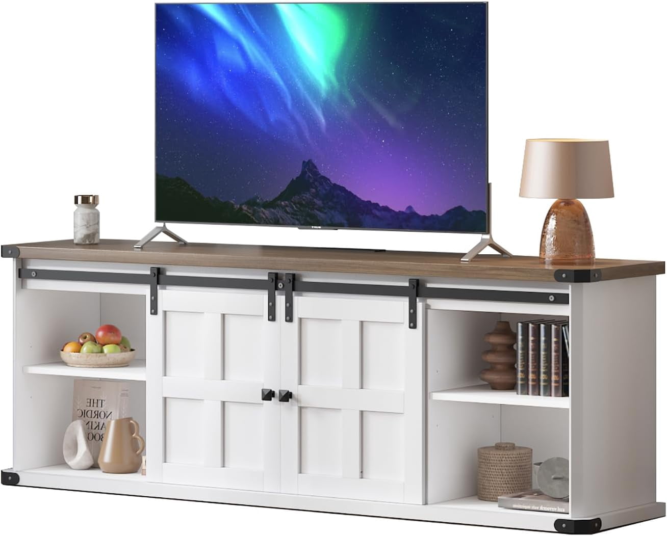 Rugerasy 77 Inch TVs, Mid Century Entertainment Center with Storage ...