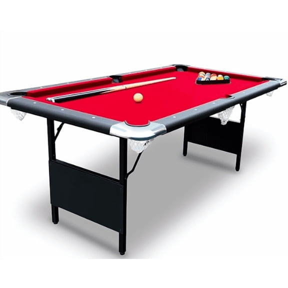 Rugerasy 7FT Home Foldable Pool Table,Standard Style,Carbon Steel Frame & MDF Slate for Quick Assembly & Space Saving,Red
