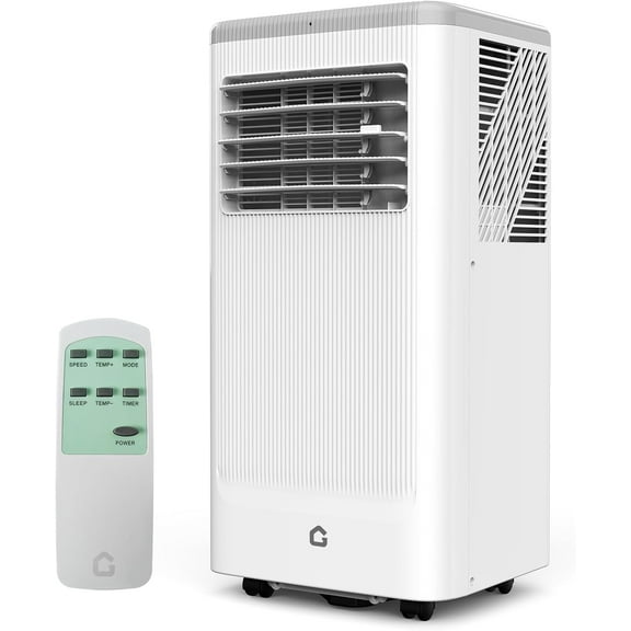 Rugerasy 8,000 BTUs Portable Air Conditioner,Portable AC Unit 4 Modes with Cool,Fan,Dehumidifier,Sleep Mode,Cools up to 350 Sq. Ft,Full Set Installation Kit,for Bedrooms Offices Use,Black&White Cover