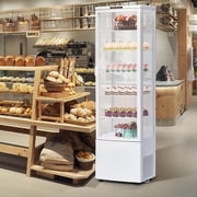 Rugerasy 9.8 Cubic 278L Commercial Beverage Cooler Refrigerator Glass Door Merchandiser Fridge with LED Display,Adjustable Shelves,4 Casters Drink Display Cooler for Store,Bar,Office,White