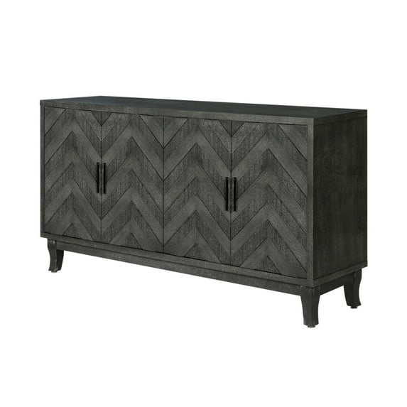 Rugerasy Accent Storage Cabinet Buffet Sideboard 4 Door Design For Kitchen Dining Room Living Room (59.84 x 15.55 x 31.50 Inches)