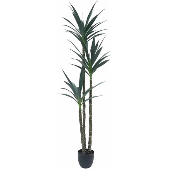 Rugerasy Artificial Tree, 5.3FT Faux Agave Plant, 3 Heads in Plastic Pot Fake Tree, Tall Faux Plant for Home Decor Indoor or Outdoor Housewarming GiFT