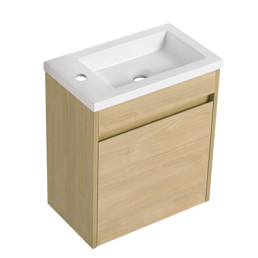 Rugerasy Bathroom locker, 18 Inch Bathroom Vanity With Single Sink, Soft Closing Door, 45° Beveled Handle, Wall Mounted Bathroom Vanity locker (Excluding Faucets)