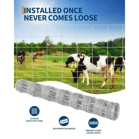 Rugerasy Cattle Fence,6FT x 328FT Galvanized After Welding Chicken Wire Fence Roll for Raised Garden Beds,Plant Supports,Poultry Netting,Cattle Farm Fence,Cage Protection,1.8*100M