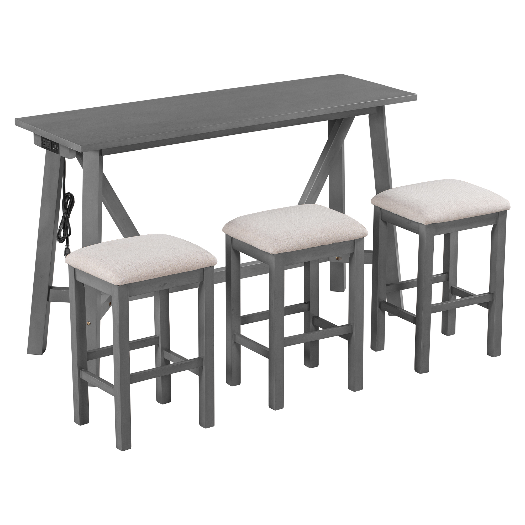 Table For 3 Rugerasy Dining Table For 3 4-Piece Dining Room Table With 3 ...