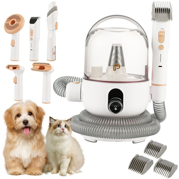 Rugerasy Dog Grooming Kit with 2L Vacuum Suction 99% Pet Hair-Professional Pet Grooming Vacuum Kit with 5 Grooming Tools for Dogs Cats and Other Animals
