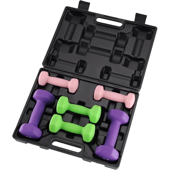 Rugerasy Dumbbell Weights Set,Colorful Neoprene Dumbbell Hand Weights with Storage Case/Rack for Home Gym,2+3+5 LBS