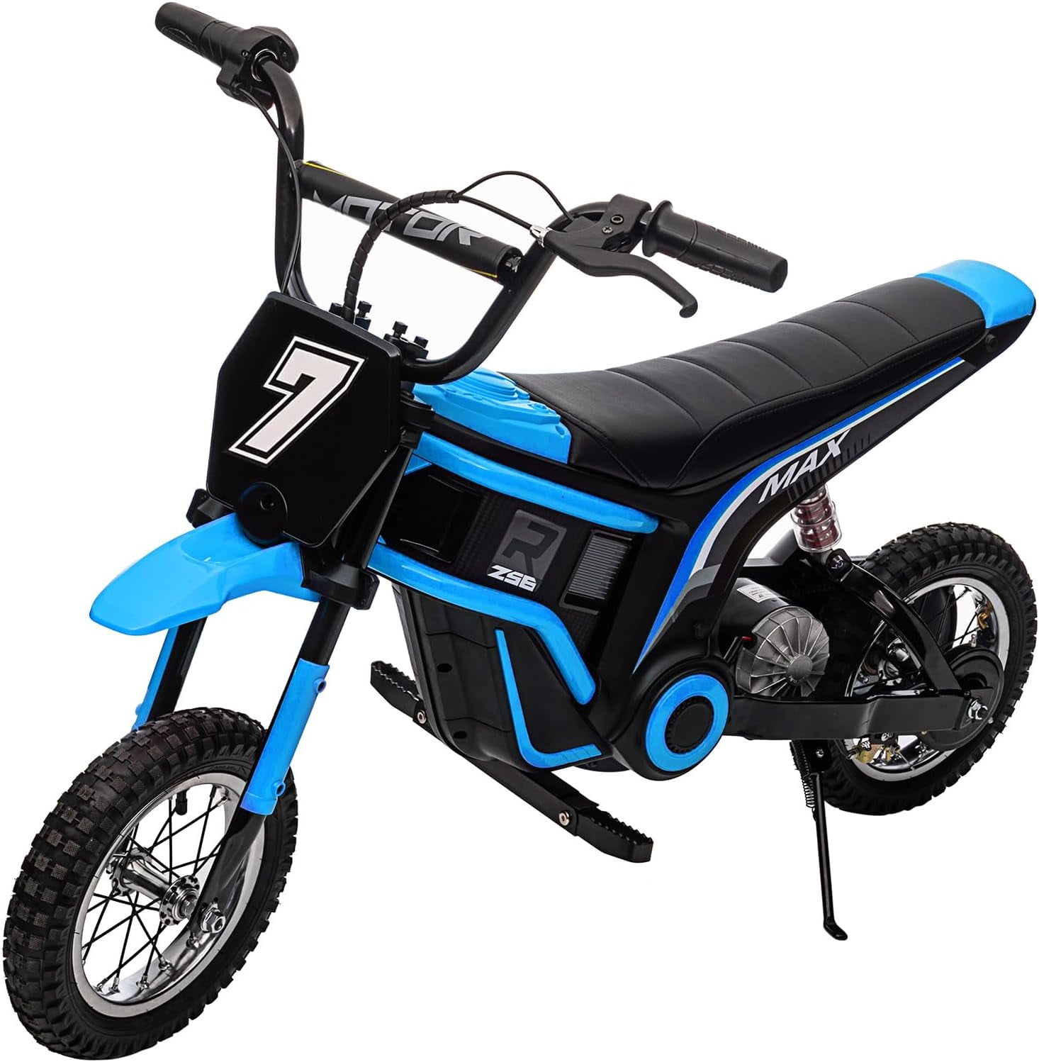 Rugerasy Electric Motorcycle,24v 350w Electric Dirt Bike for Ages 3-10, 15 MPH, 2 Speed Modes, 135 Lb Weight Capacity,Blue 7