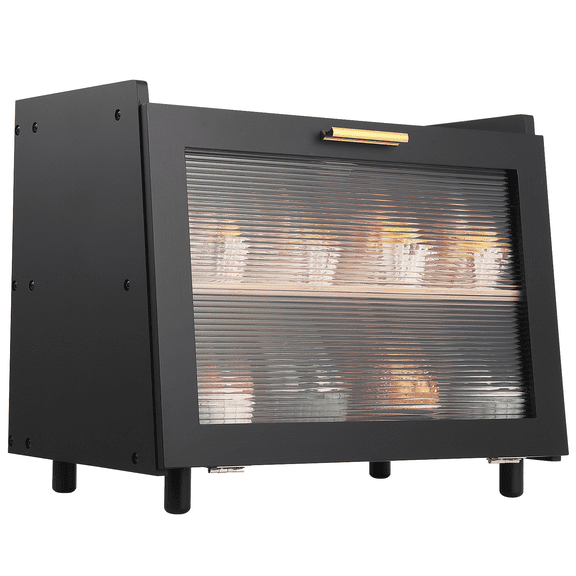 Rugerasy Farmhouse Style Double Layer Bread Box, Large Capacity Kitchen Counter Storage Container with View Window,Black